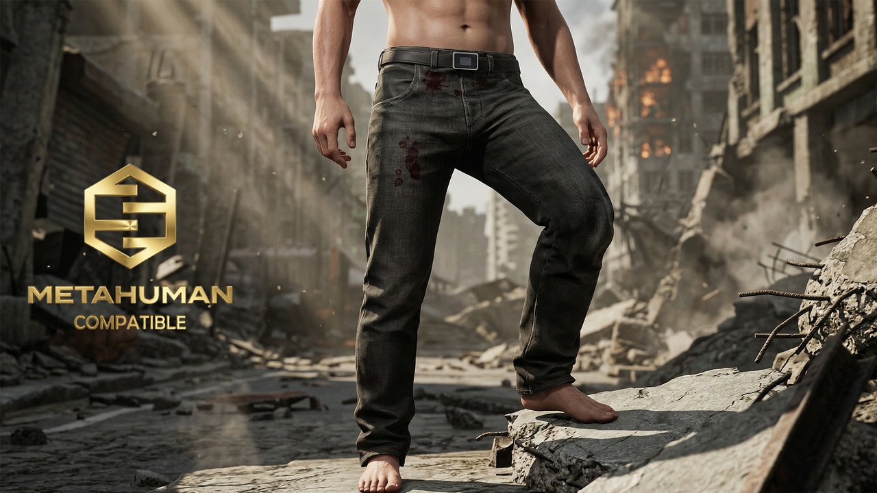 Media 1 for listing Distressed Urban Slim Jeans with Worn Straight Fit and Dark Survival Styling