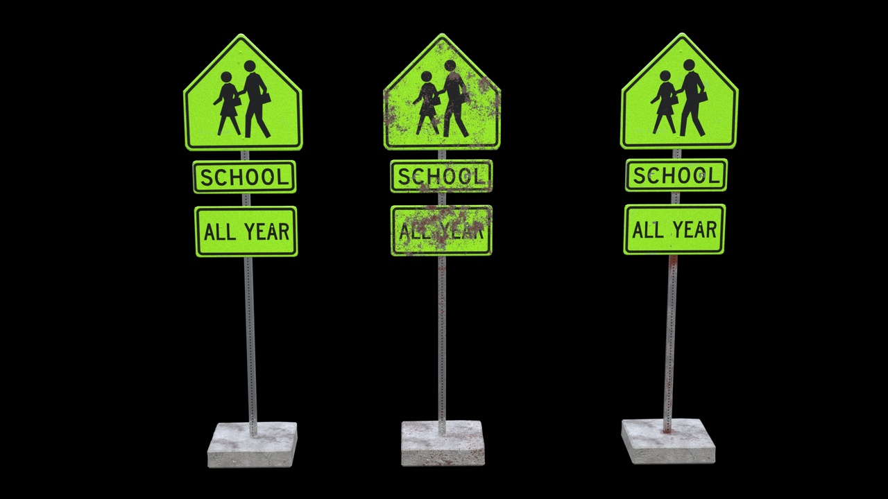Media 1 for listing School Traffic Sign American PBR