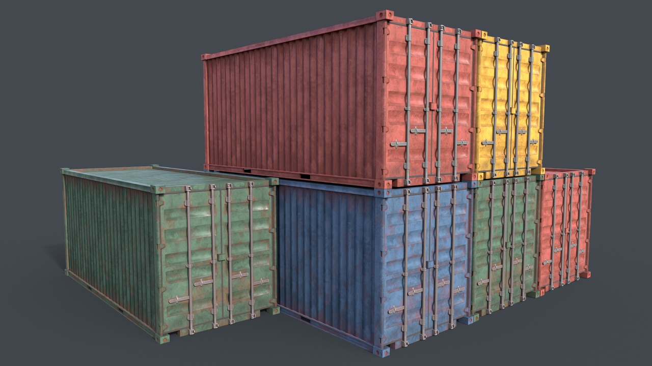 Media 1 for listing Container set | Ship | Cargo |4 colors | GameReady