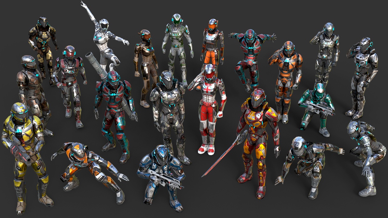Media 1 for listing Low-Poly Sci-Fi Space Marines Collection