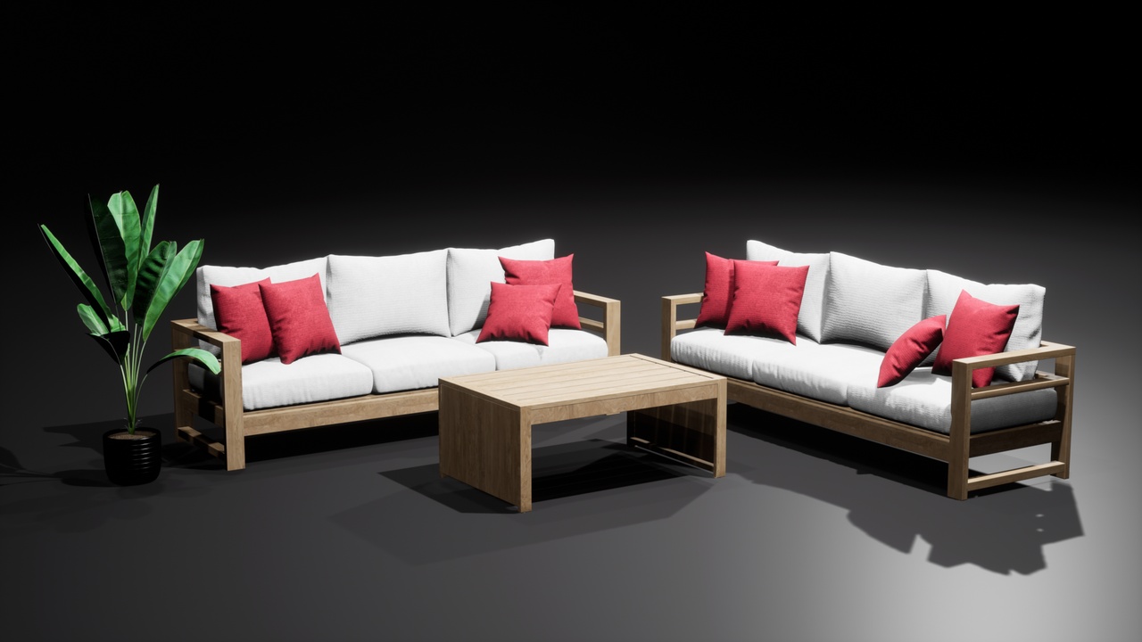 Media 1 for listing Wooden Sofa & Table - Asset Pack