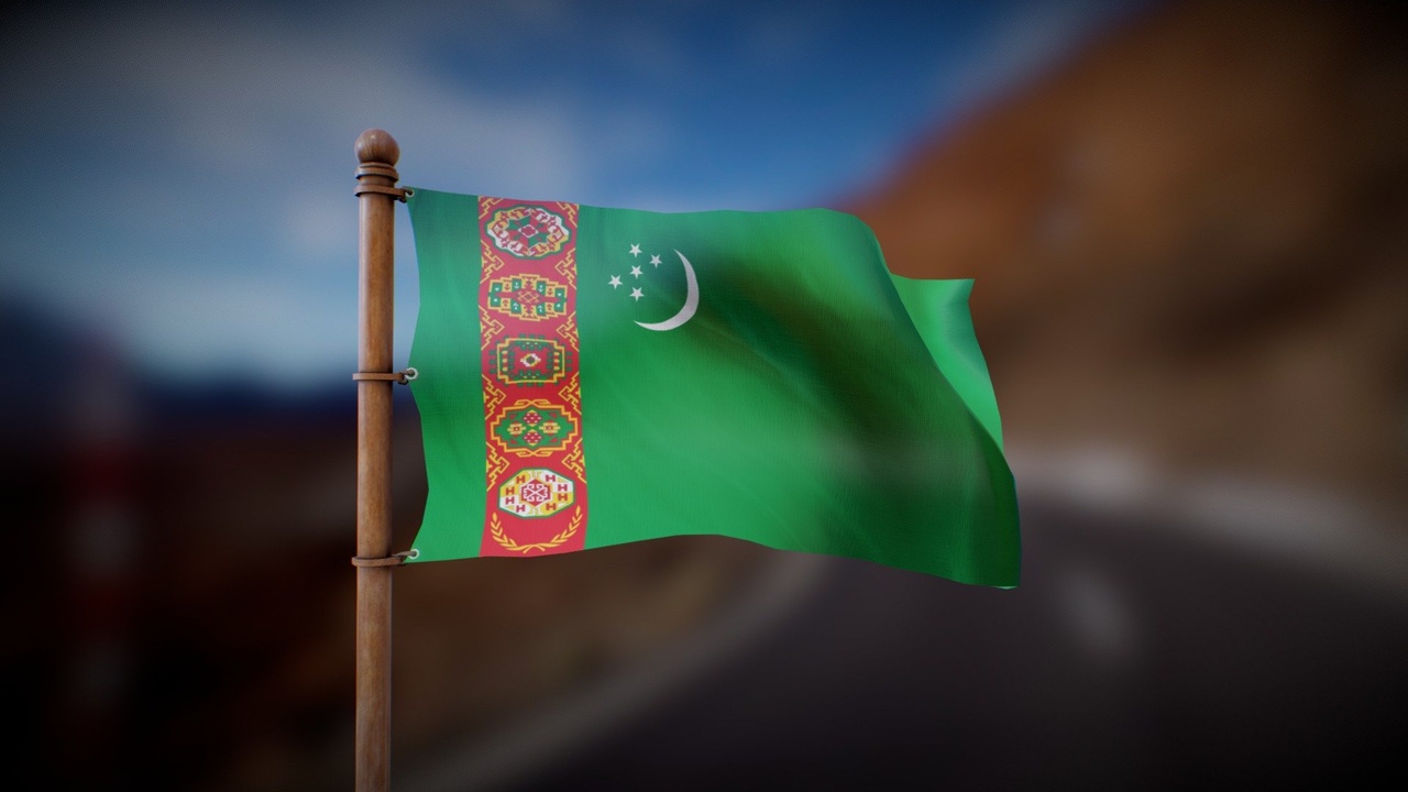 Media 1 for listing Flag of Turkmenistan - Wind Animated loop