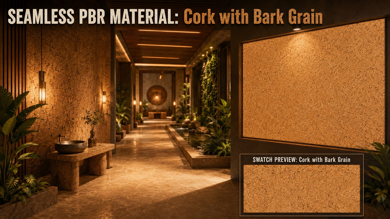 Media 1 for listing Cork & Natural Board Wall Floor Materials - 10 Seamless 4K PBR Textures UE5
