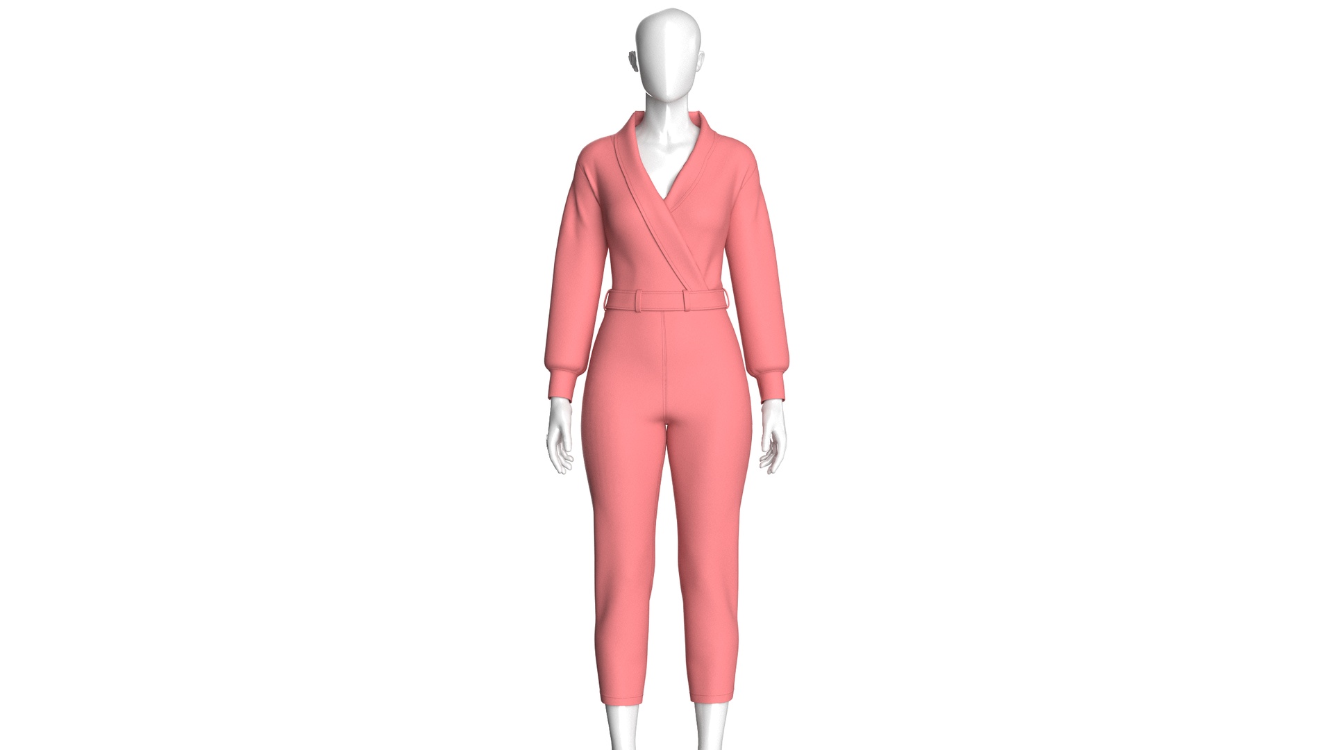 Media 1 for listing Girls Shawl - Collar Wrap Jumpsuit With Belt | High Poly