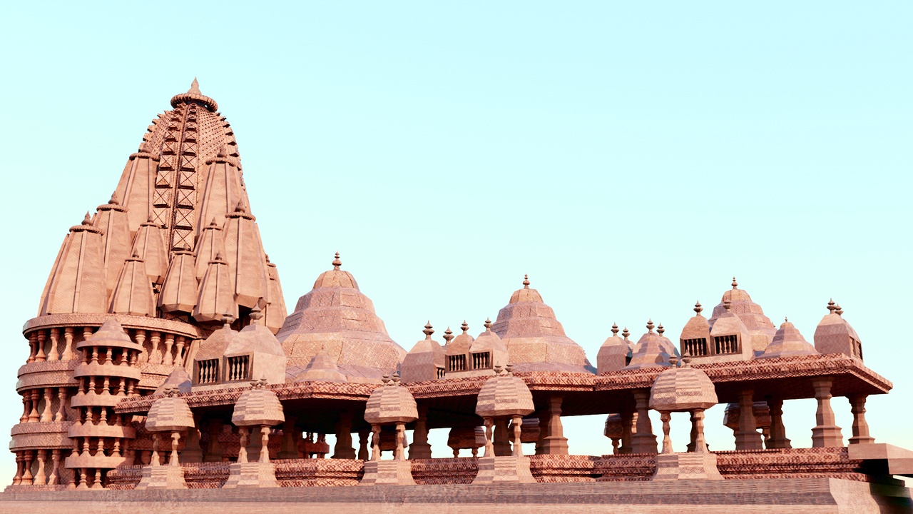 Media 1 for listing Nagara style temple assets for 3d visual, art and animations.