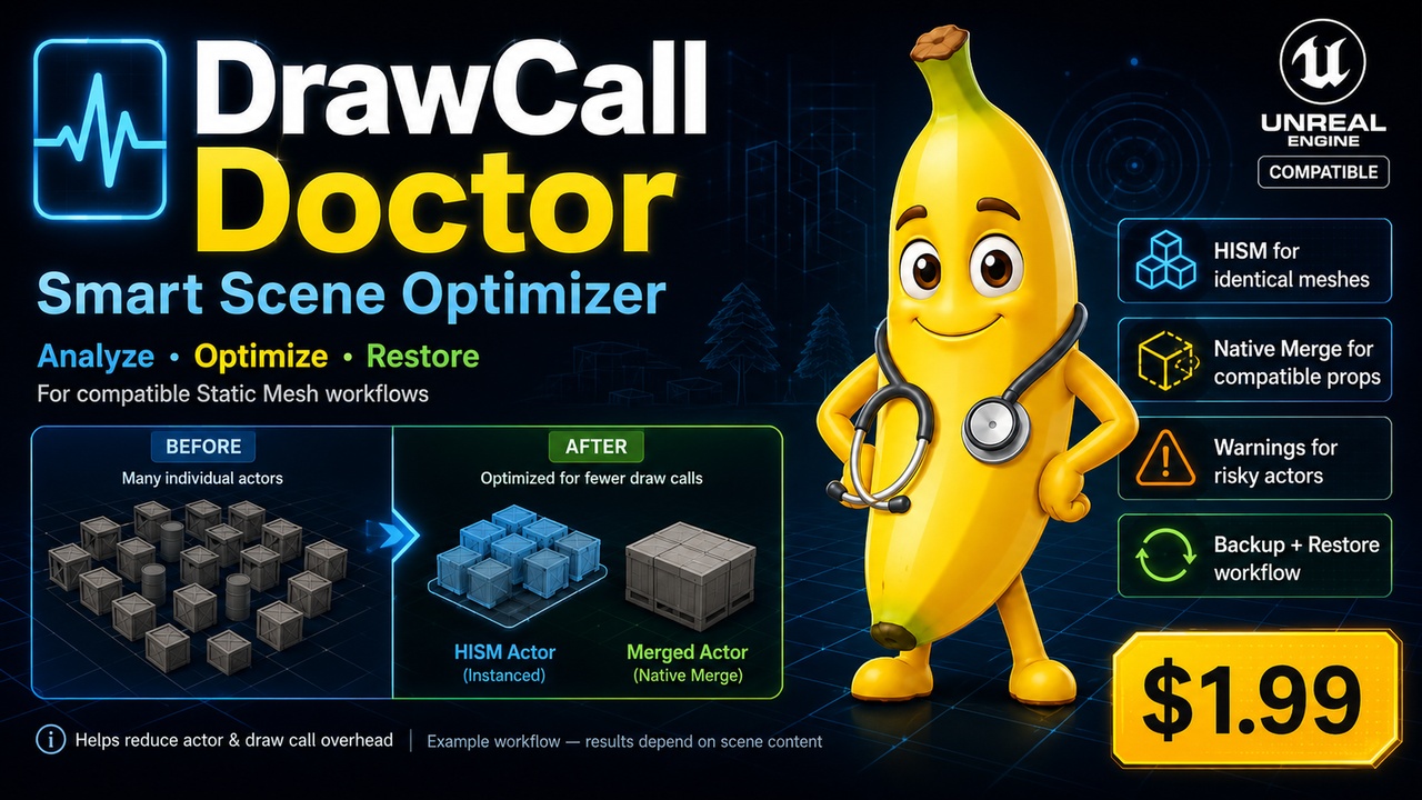 Media 1 for listing Unreal Engine Draw Call Optimizer | Scene Performance & Batch Analysis Tool