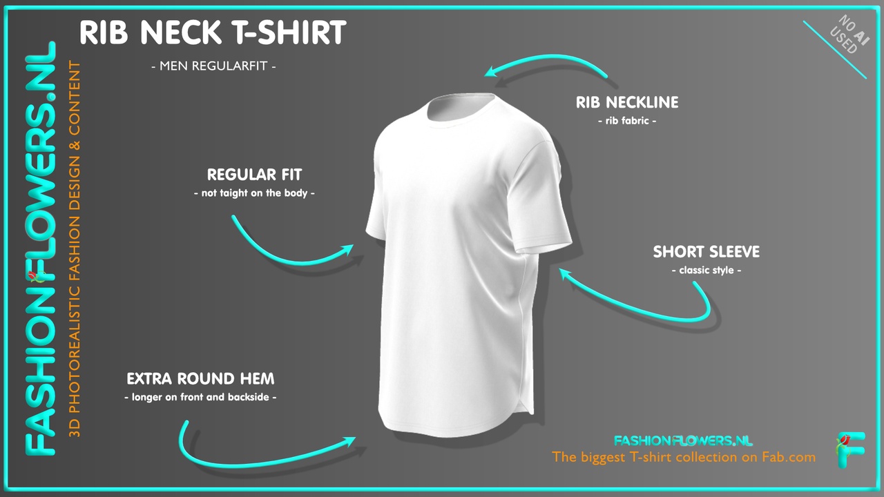 Media 1 for listing White Colour Extra Round Underside T-shirt with Ribneck | Short Sleeves Tshirt
