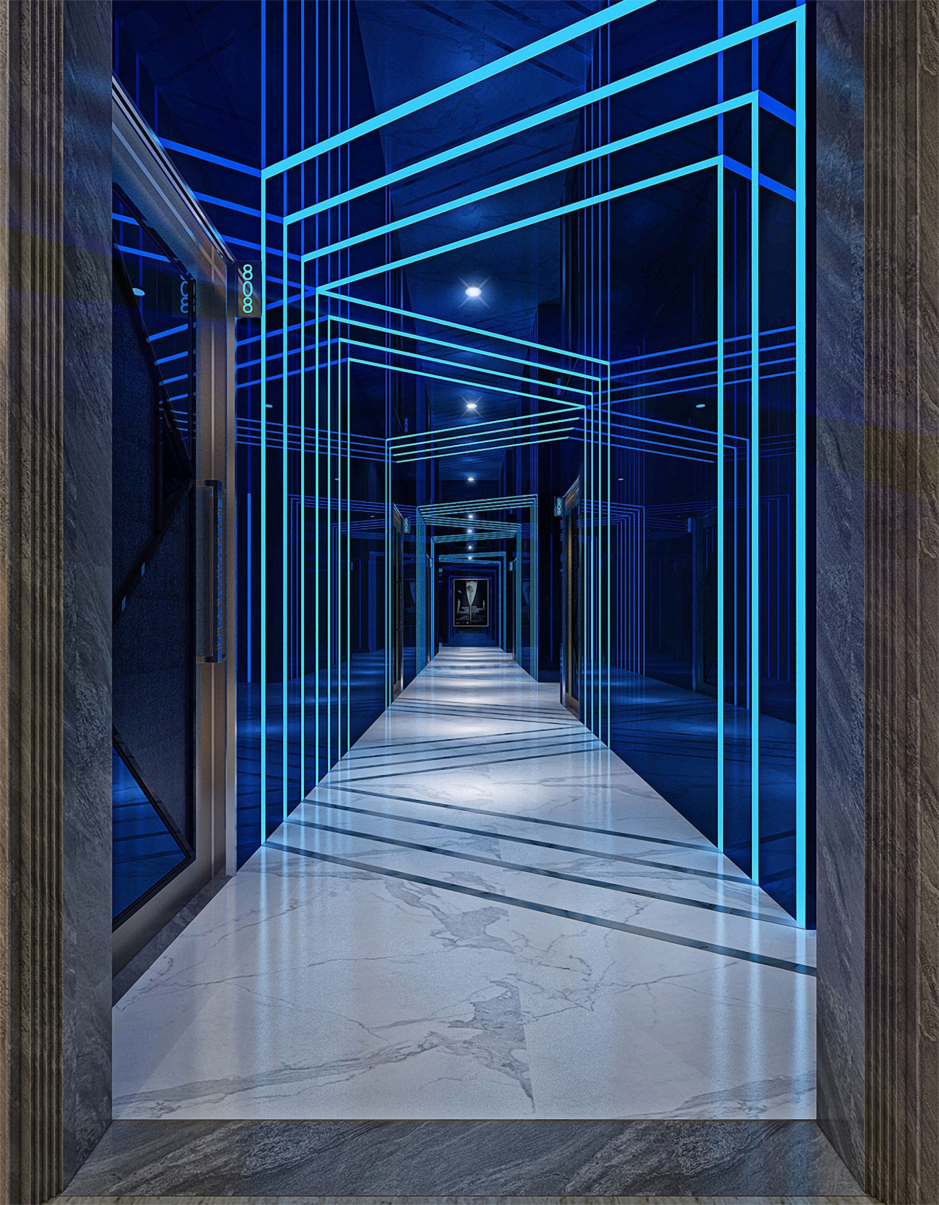 Media 1 for listing Cyberpunk Neon Corridor | Futuristic Club Hallway