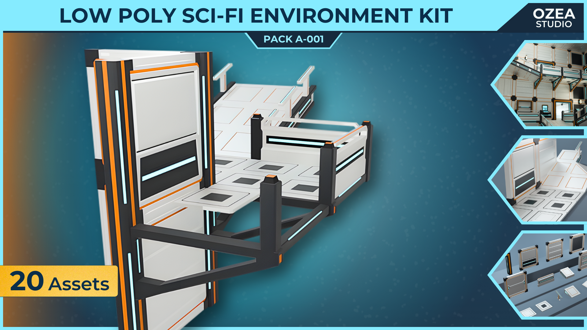 Low Poly Sci-Fi Modular Environment Pack A-001+ | Fab