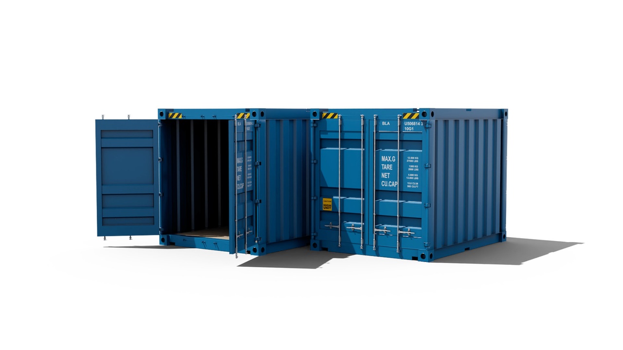 Media 1 for listing 10 Foot blue shipping container with interior 3D model