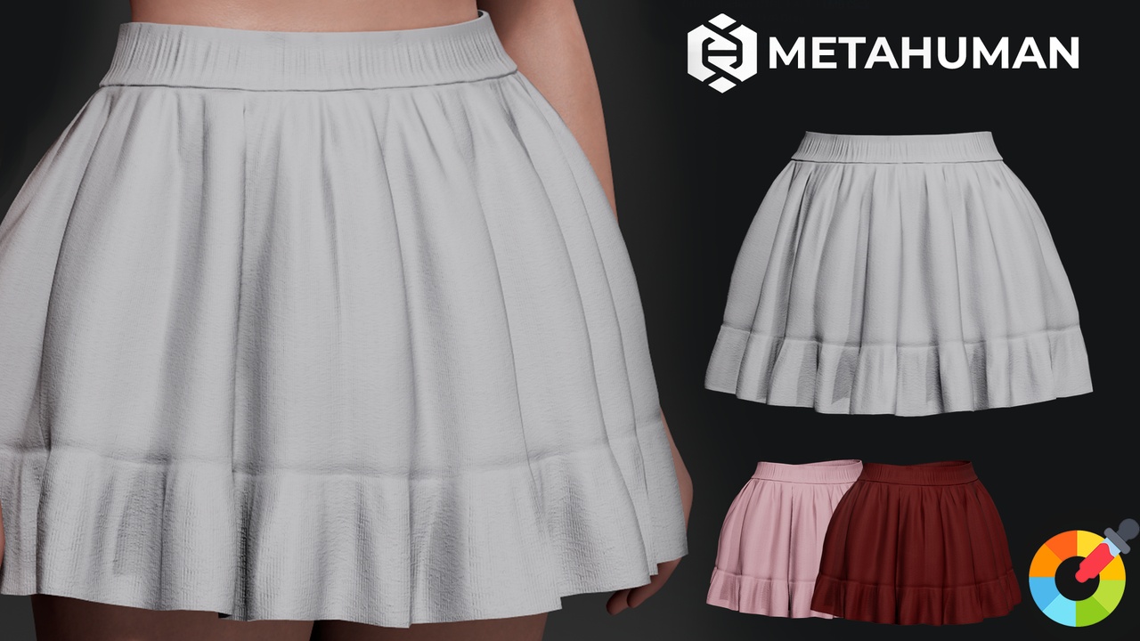 Media 1 for listing Frilly Ruffle Skirt - Parametric Metahuman Clothing | Recolorable