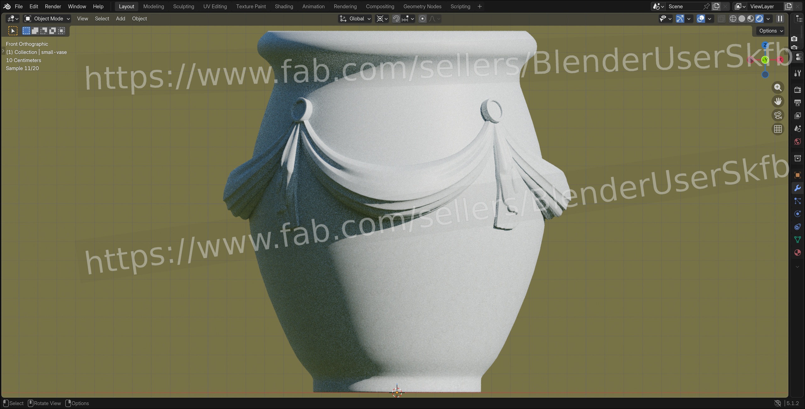 Media 1 for listing Small Vase Final With A Pinned Drape Ornament (Printable)