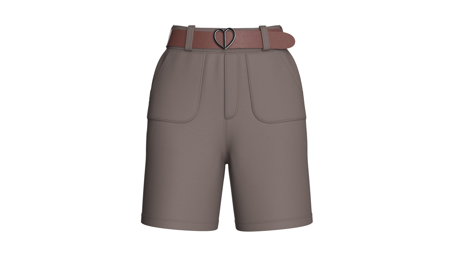 Media 1 for listing Girls Heart Buckle Belt Shorts With Pocket | High Poly