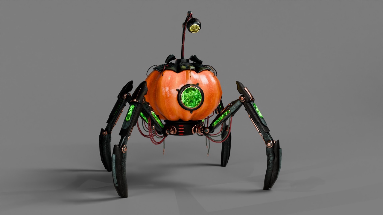 Media 1 for listing Stylized Cyberpunk Pumpkin Robot
