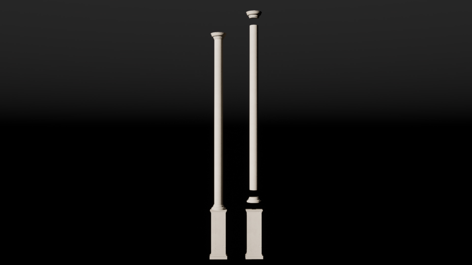 Ancient Half Column (Type C2) | Scalable 4-Piece Modular System | Fab