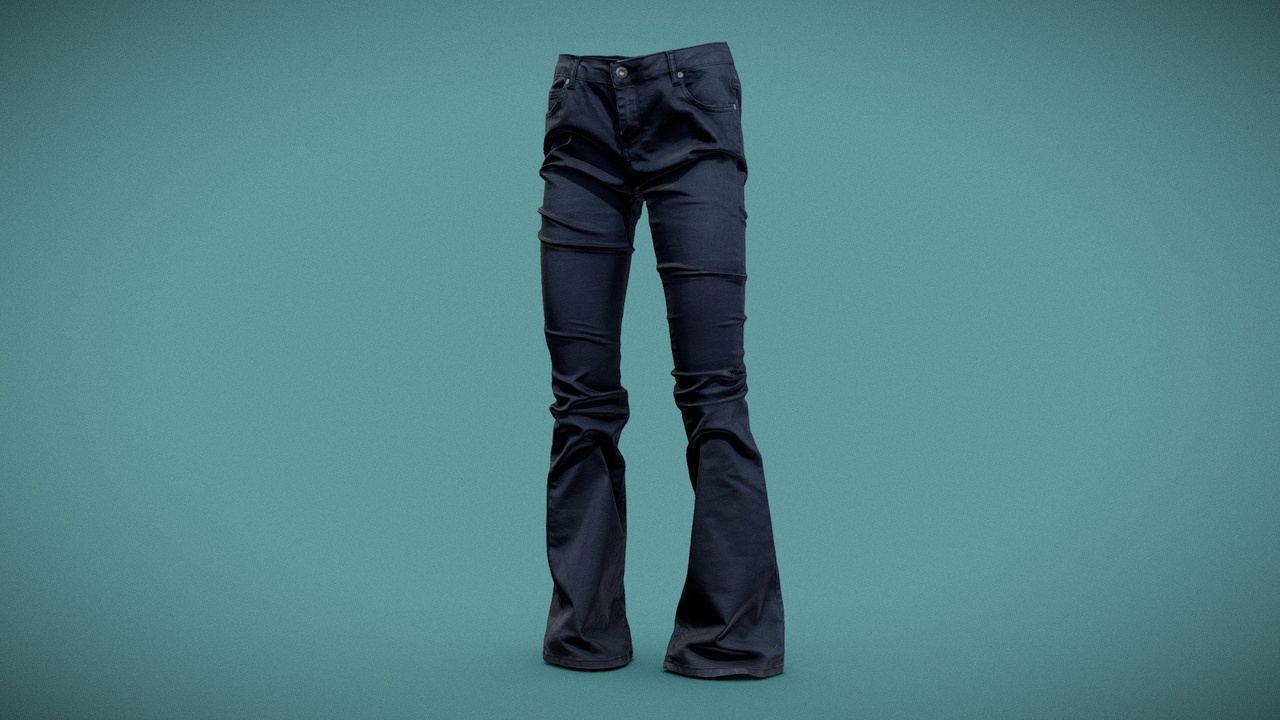 Media 1 for listing Dark Wide Pants Shiny Trousers