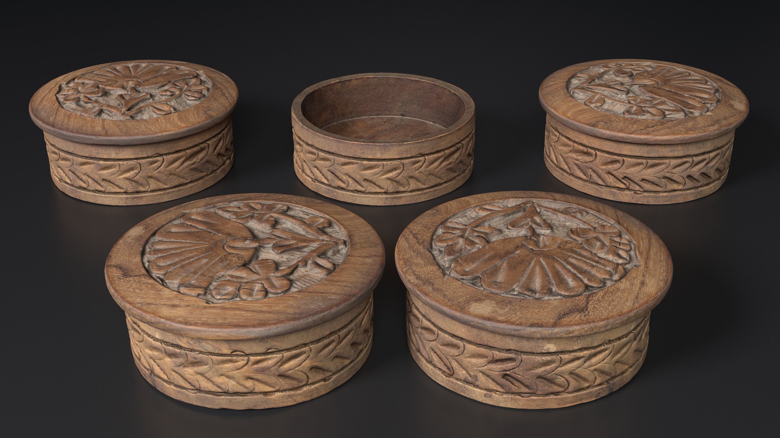 Media 1 for listing Carved Wooden Jewelry Box with Lid