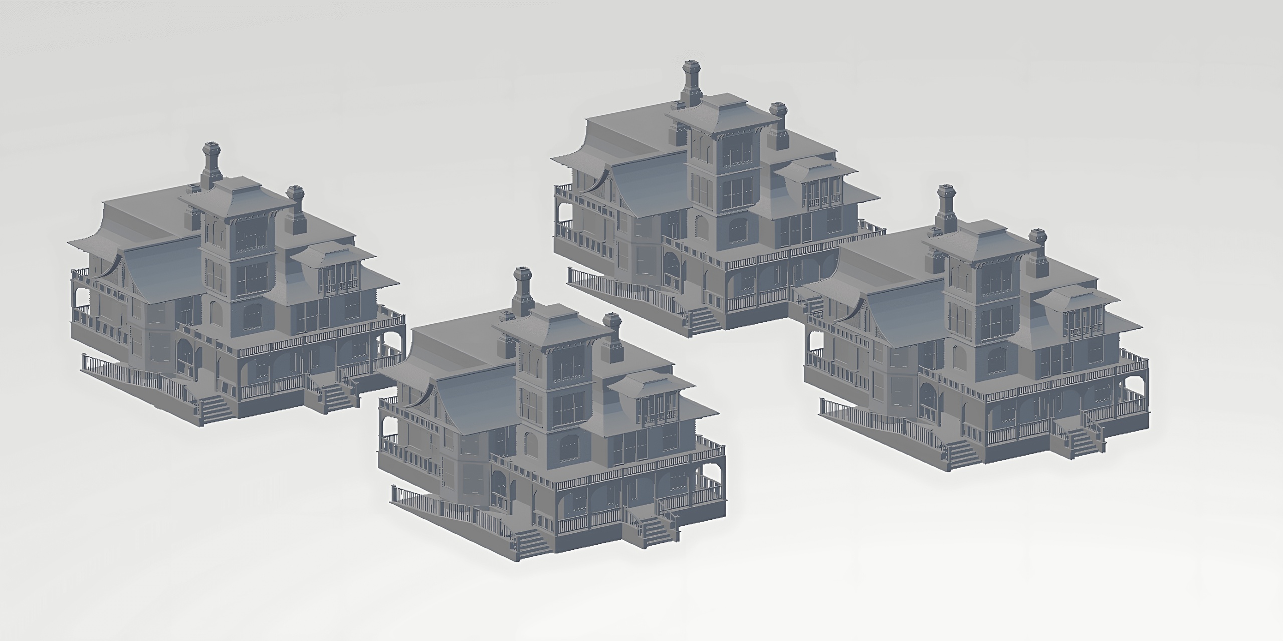 Media 1 for listing Victorian Haunted Mansion House | Game-Ready 3D Building | FBX, OBJ, BLEND
