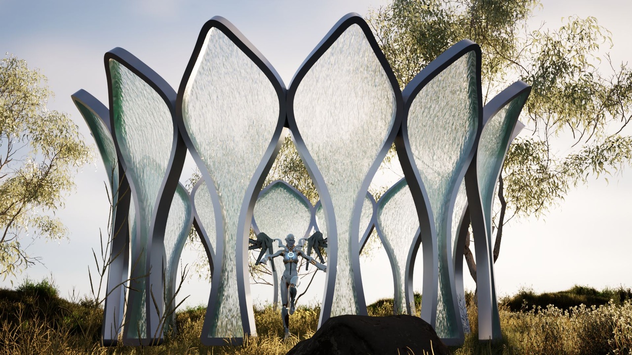 Media 1 for listing Futuristic Bionic Glass Sculpture–360° Urban & Architectural Ornament GameReady