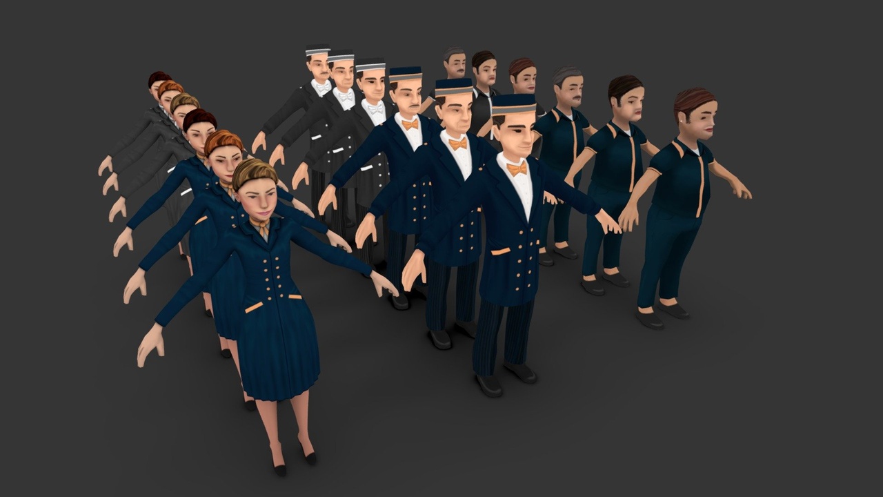 Media 1 for listing Characters pack lowpoly Hotel Staff rigged