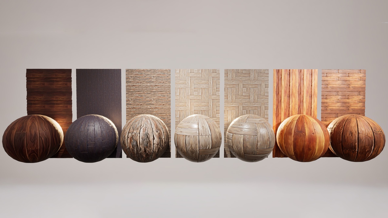 Media 1 for listing Crafted Wood Material - 7 Stylized PBR Flooring & Crafted Wood Materials