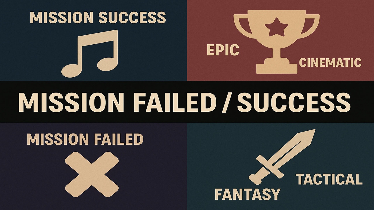 Media 1 for listing Mission Success & Failure Sound FX Pack – Cinematic, Game Over, Tactical, Fantas