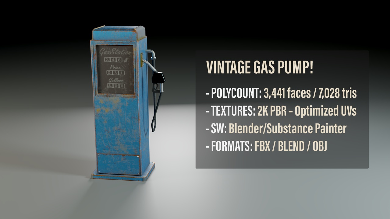 Media 1 for listing Vintage Gas Pump Low Poly Prop