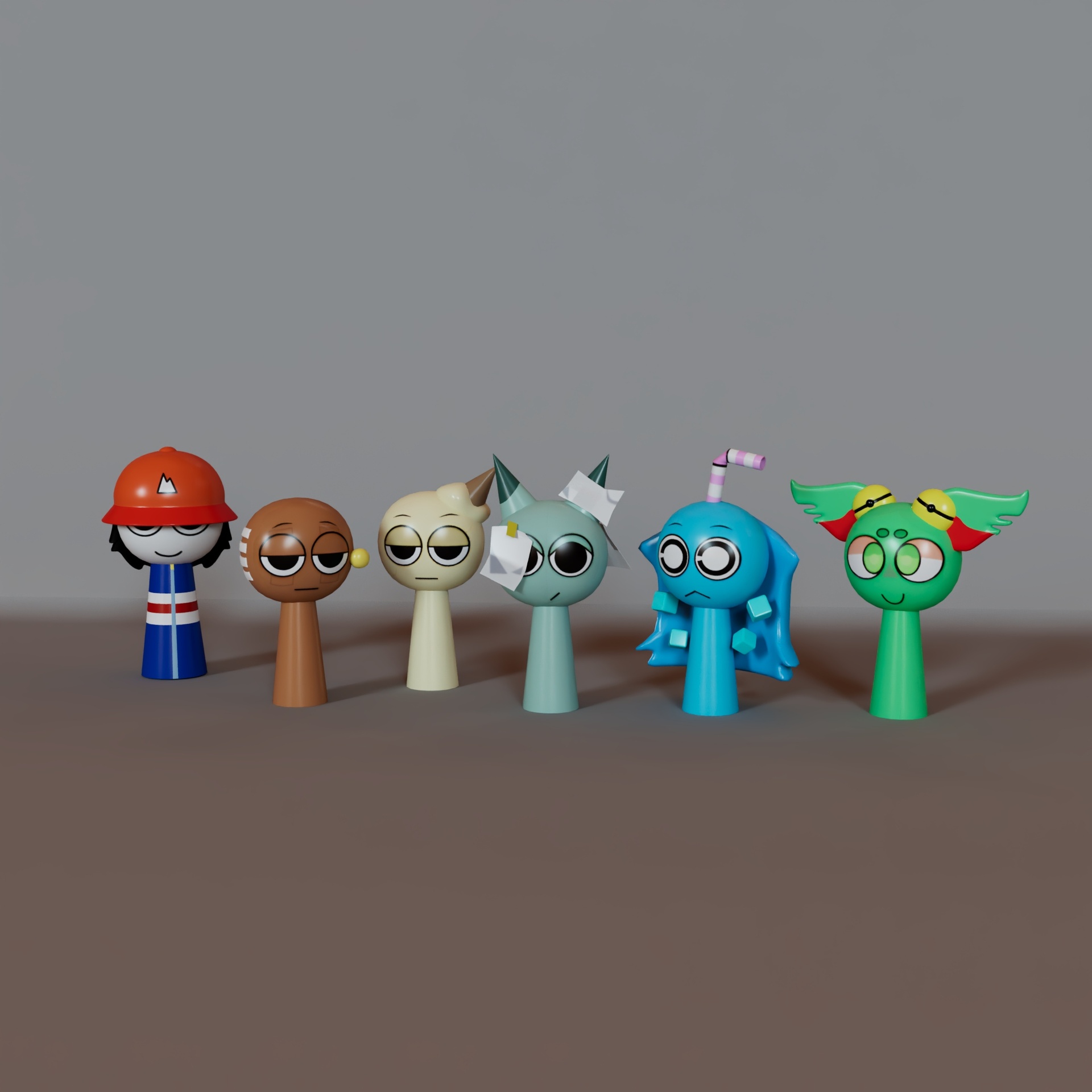 Media 1 for listing Sprunki Pack - Sherbet (Creamy), Dorn, Lushy, Aqua, Niglits, Cool Guy