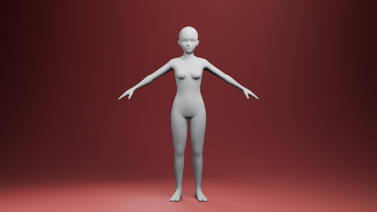 Media 1 for listing Realistic Girl Base Mesh Rigged 3D Model