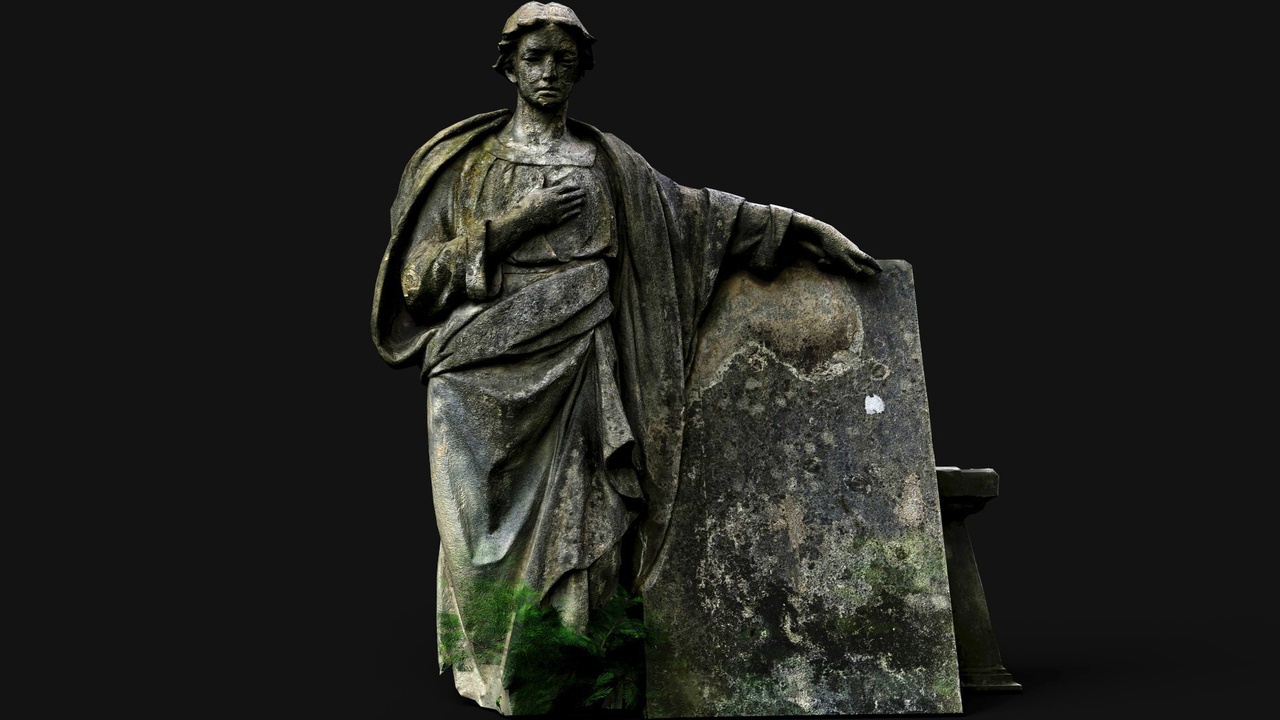 Media 1 for listing cemetery figure mossy tomb graveyard PBR photogrammetry