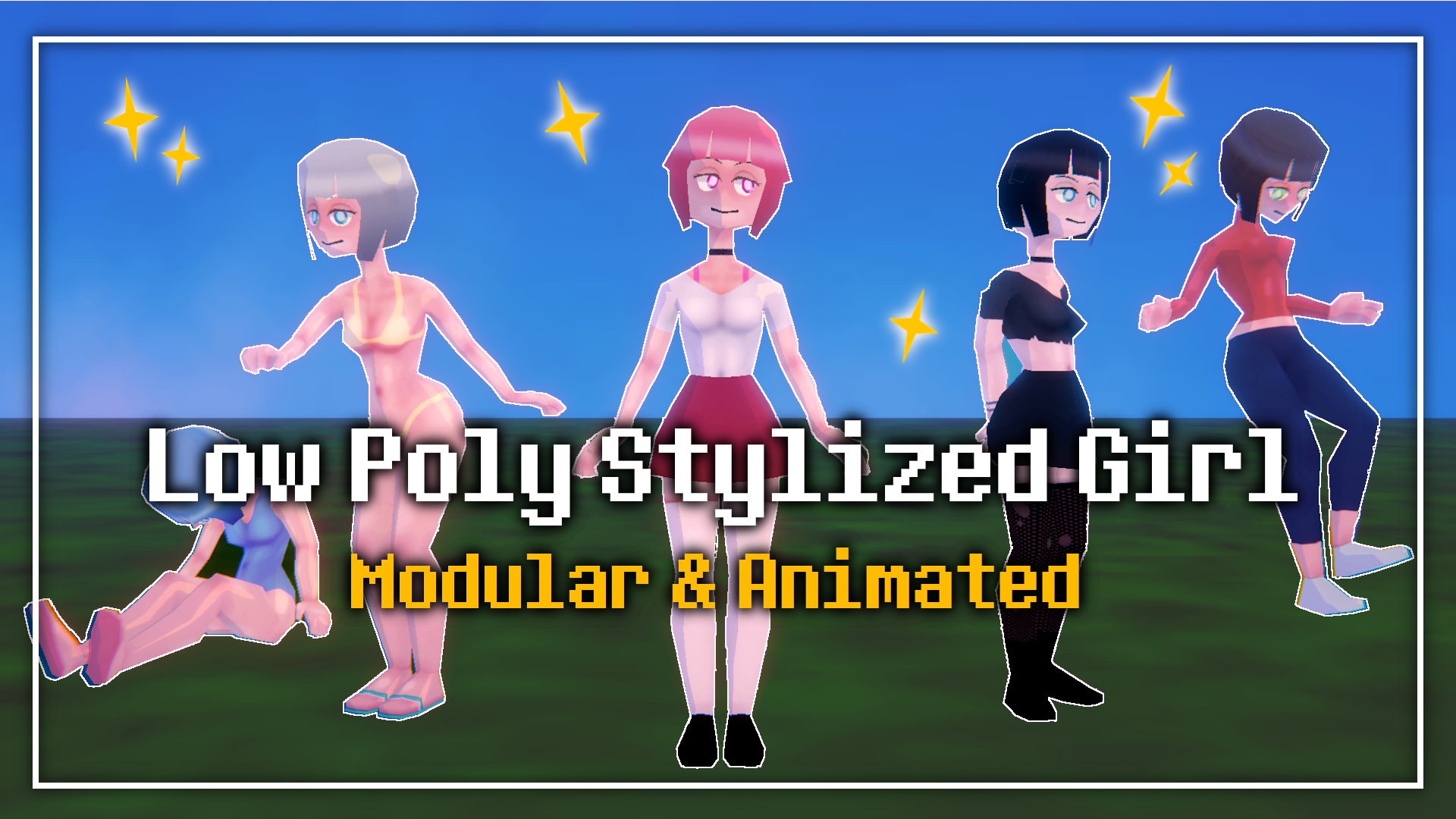 Stylized Modular Animation LowPoly Stylized Girl - Modular & Animated!!! (Including Cartoon Unity ...