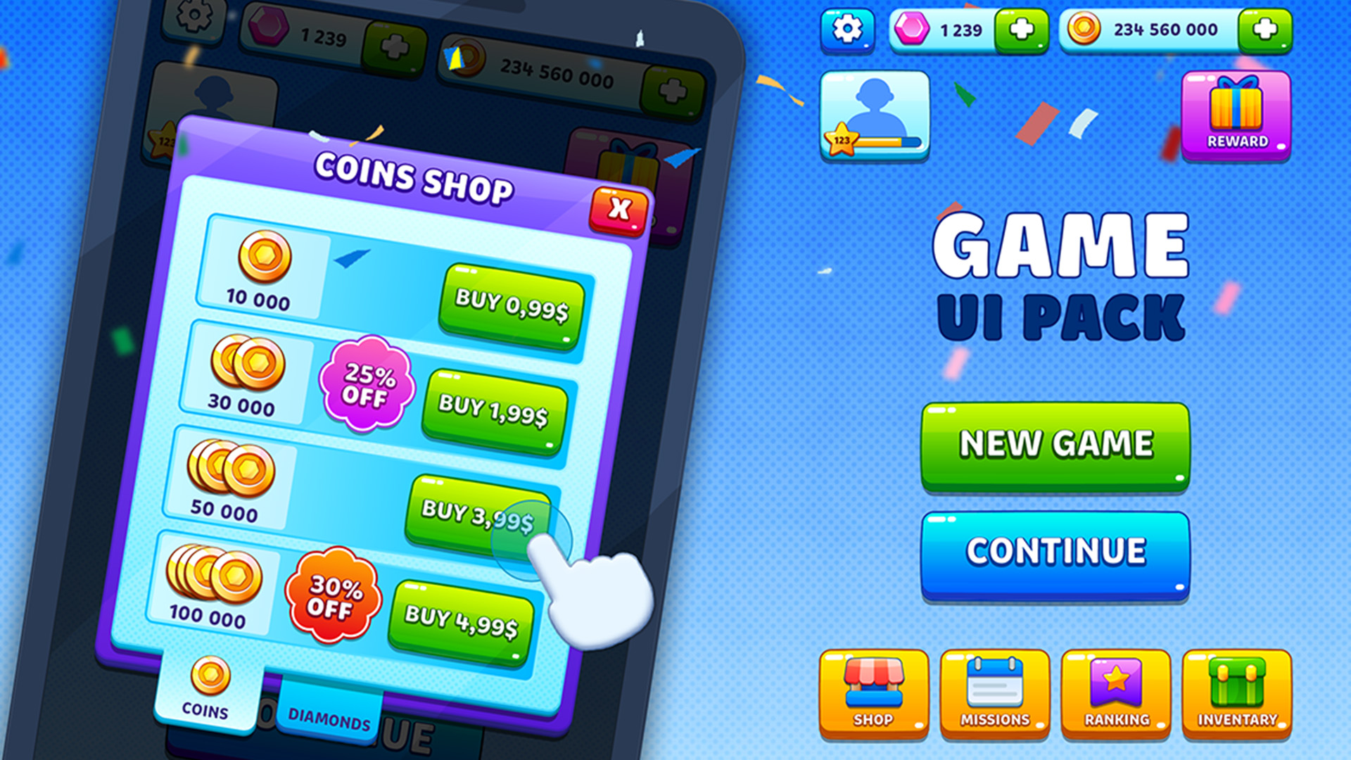 Game UI pack for mobile casual game | Fab