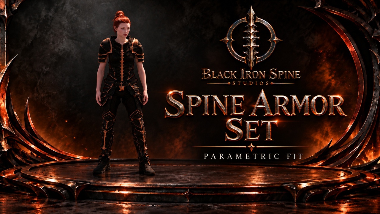 Media 1 for listing MetaHuman Armor Set – Spine | Parametric Fit