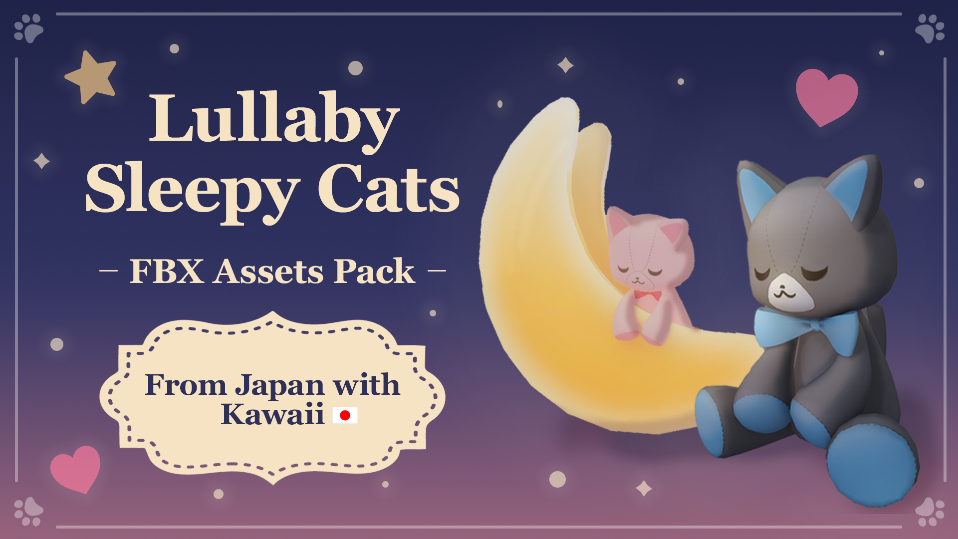 Kawaii Cute Lullaby Sleepy Cats - 3D Model Set | Fab