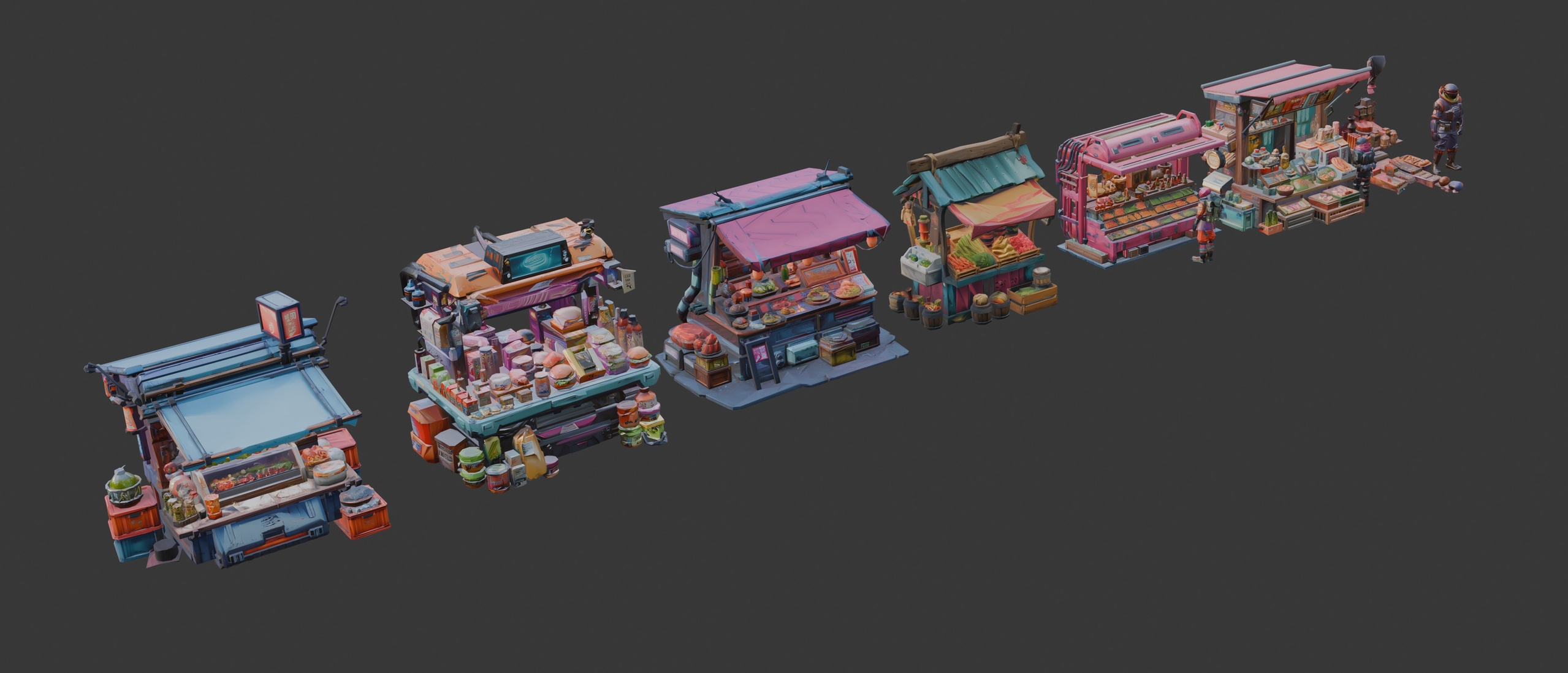 Media 1 for listing cyberpunk city market stands