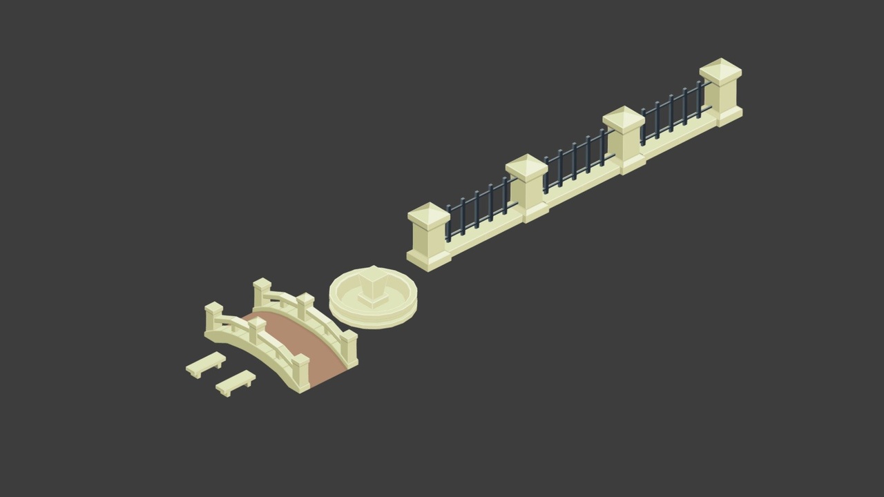 Media 1 for listing Isometric Stone Bridge And Wall Game Asset