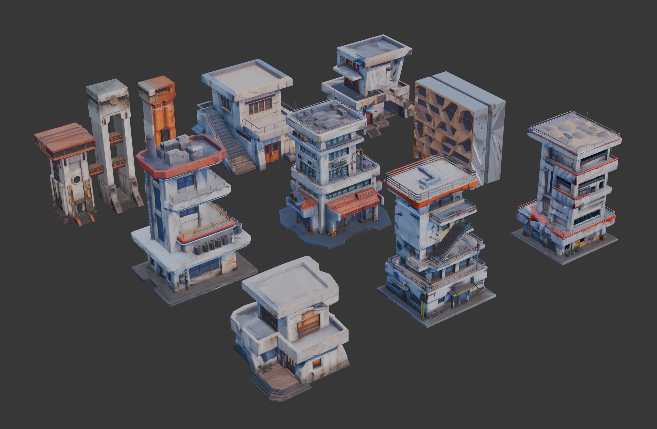 Media 1 for listing Stylized Cyberpunk Architecture Set