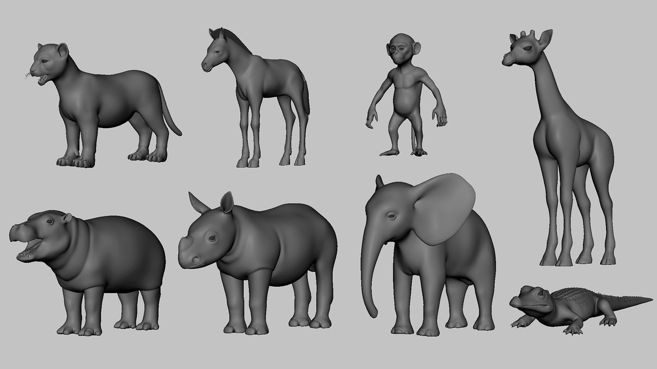 Media 1 for listing 8 Wild Animal Baby - Topology + UV Map