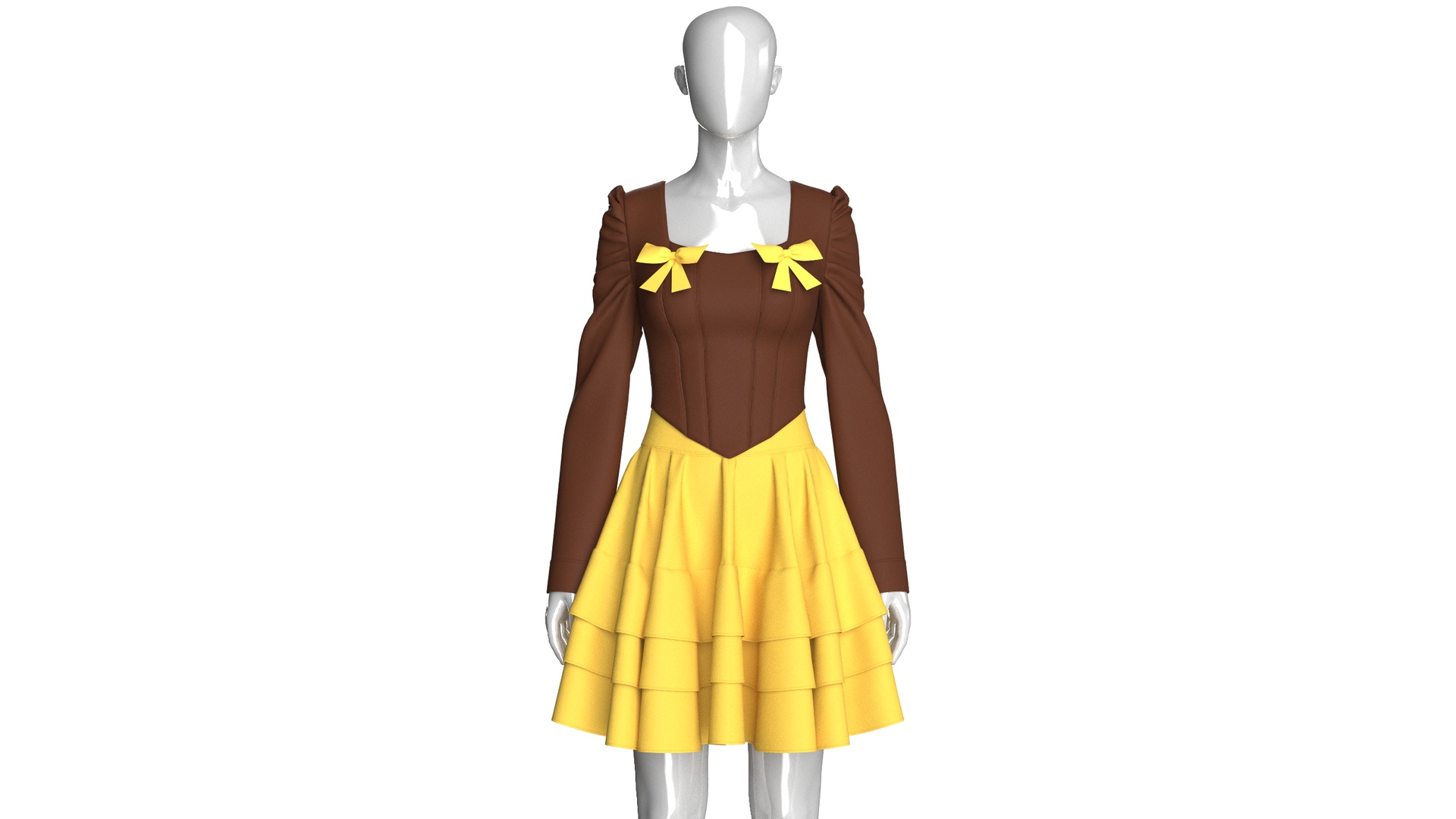 Media 1 for listing Girls Tiered Ruffle Skirt With Corset Top - Outfit | High Poly