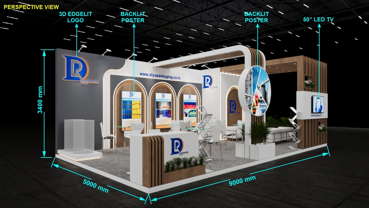 Media 1 for listing Premium Exhibition Booth Design | 9m x 5m Custom Trade Show Stand for Packaging