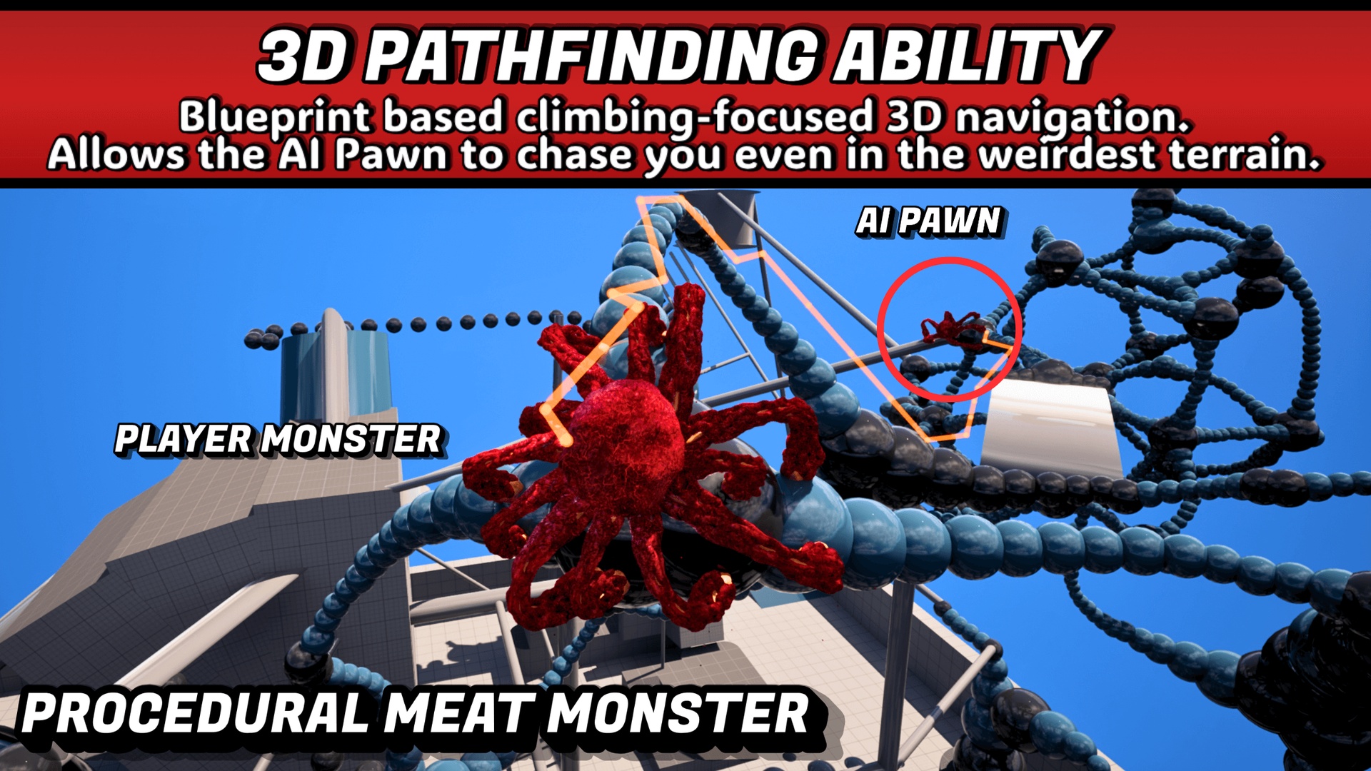 Media 1 for listing Procedural Meat Monster (3D PATHFINDING INCLUDED)