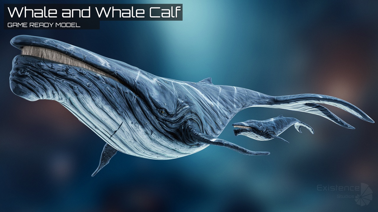 Media 1 for listing Whale and Whale Calf - Underwater Creature Monster - Enemy Fish System - #23