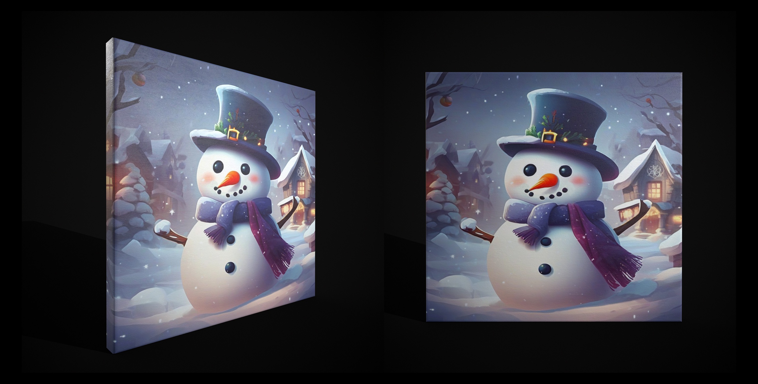 Media 1 for listing Christmas Snowman Painting Two