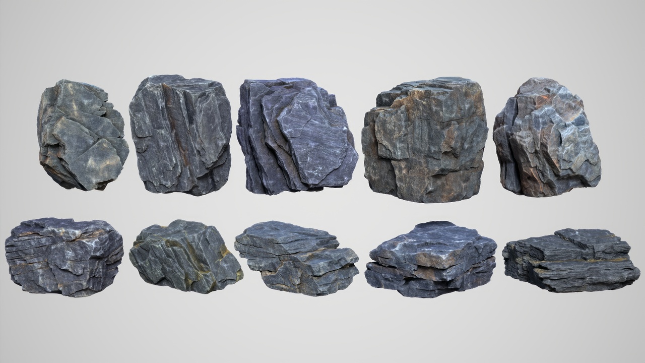 Media 1 for listing 10 Modular Black Rocks 3D Pack B 260621