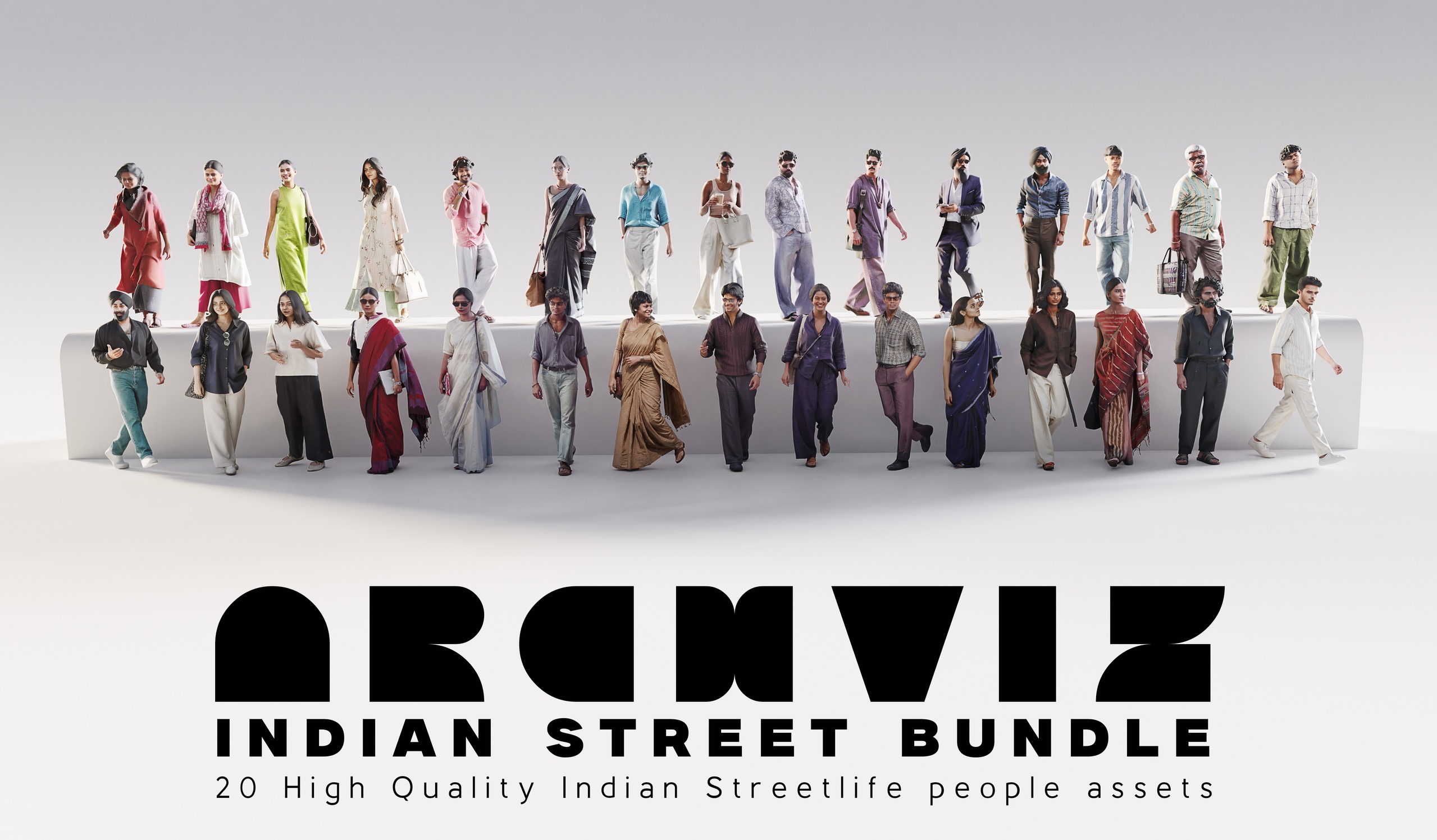 Media 1 for listing ArchViz People — Indian Street Bundle | 30 Indian Men & Women