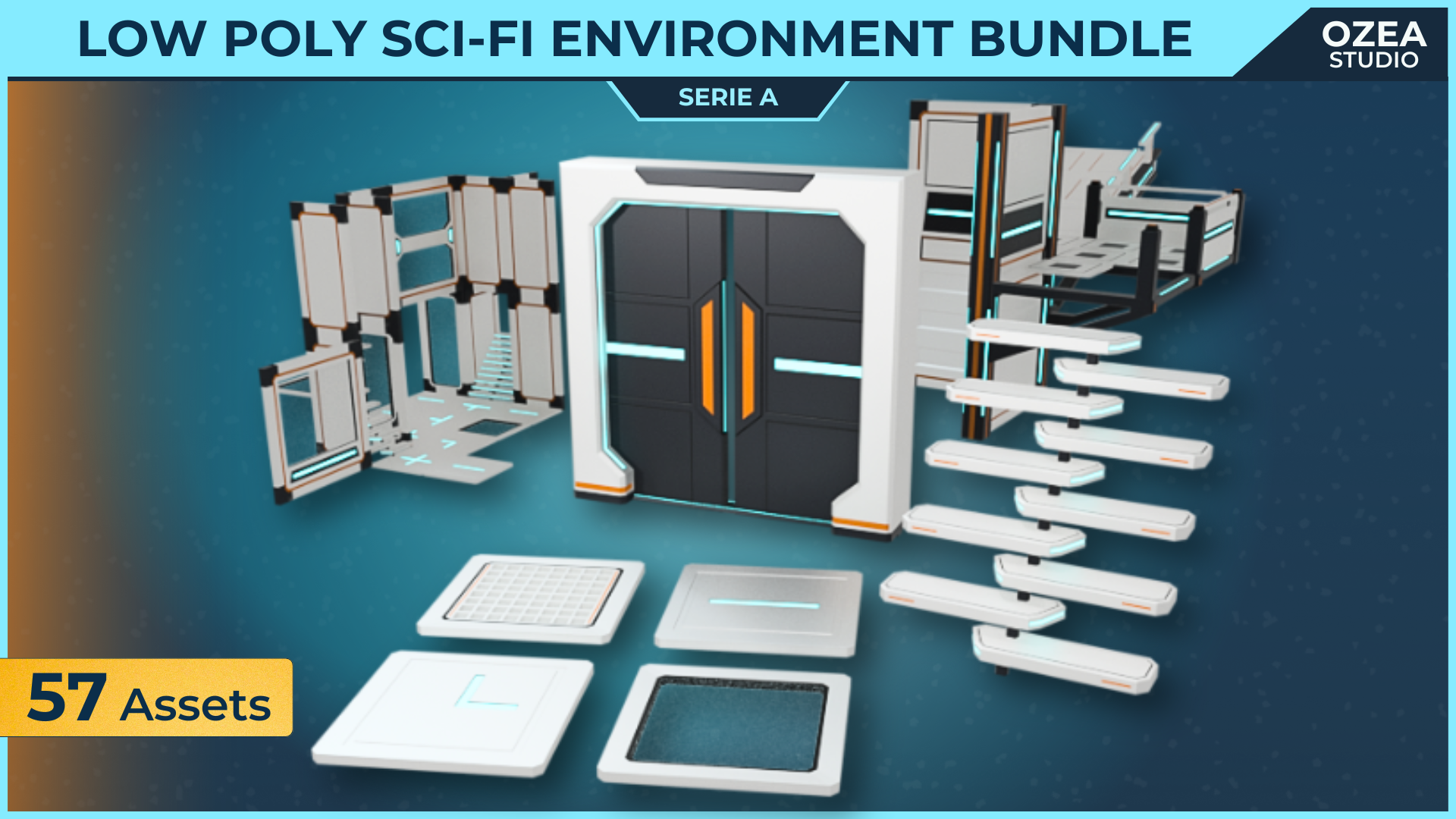 Low Poly Sci-Fi Modular Environment Bundle A | Fab