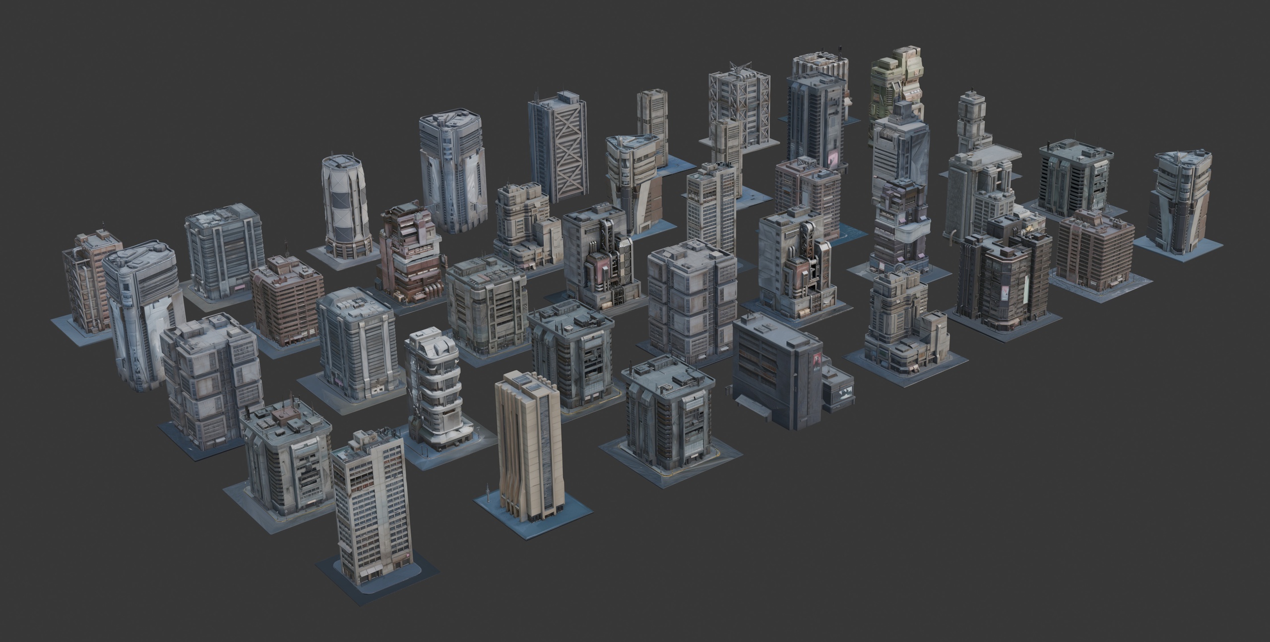 Media 1 for listing futuristic architecture set bdr - 59 buildings