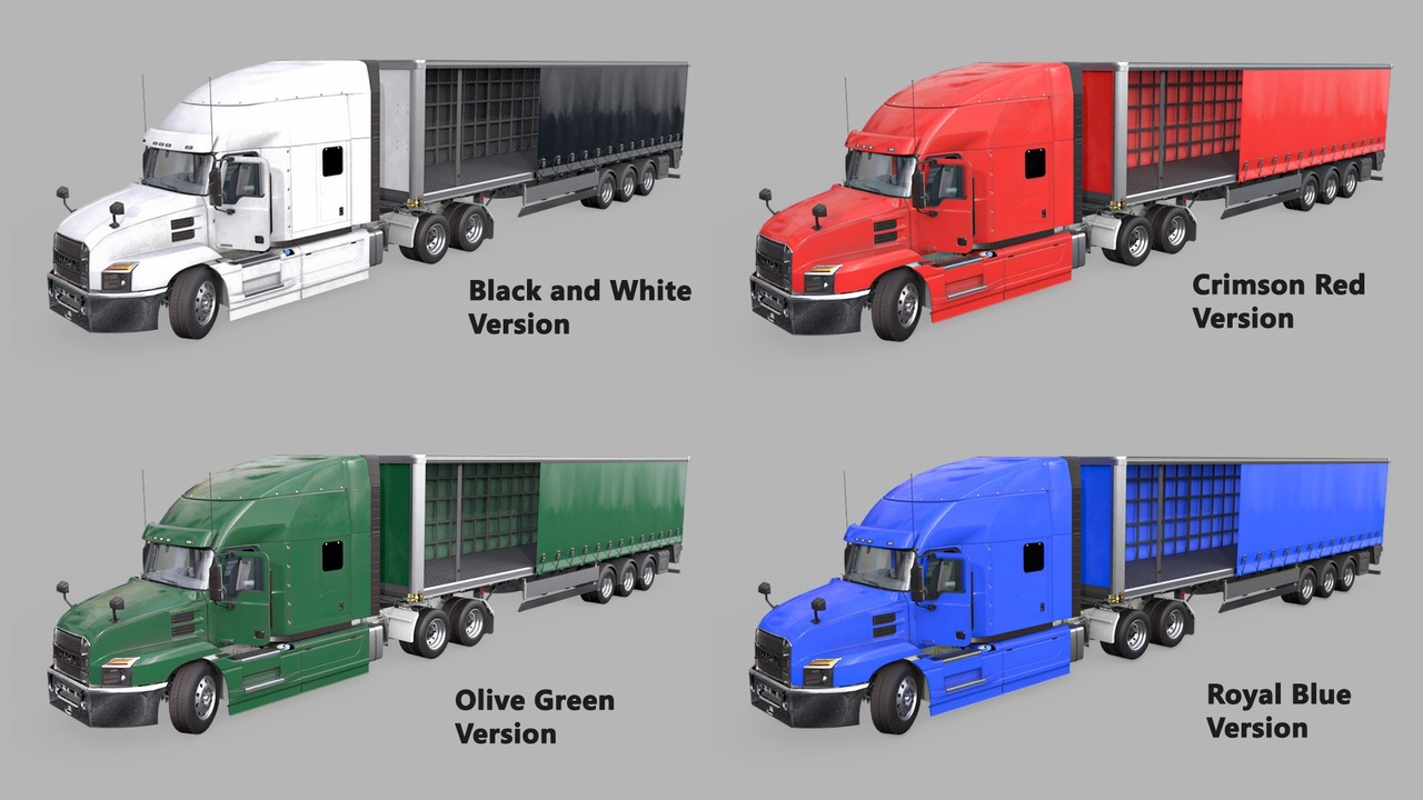 Media 1 for listing Truck 05 Chassis Generic Curtainsider 4 Variant Collection All PBR Textures