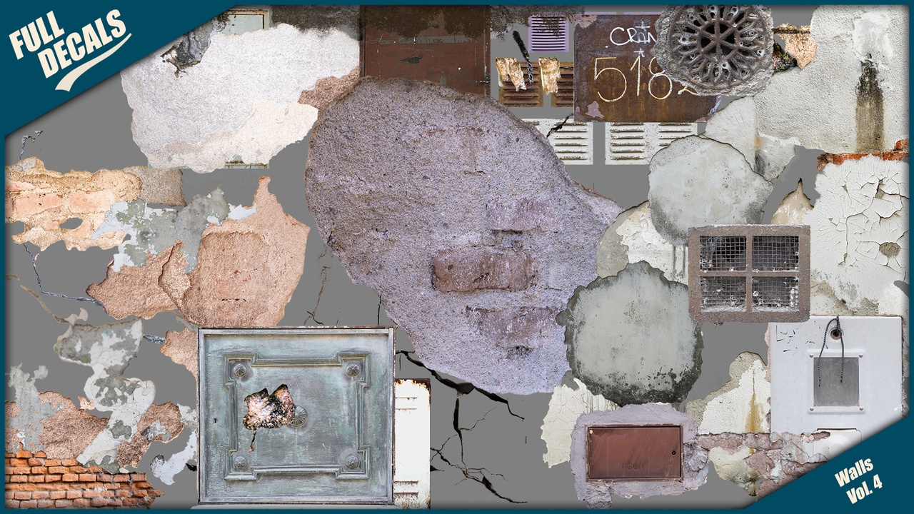 Medium 1 für Eintrag Burnt and Destroyed Wall Decals Pack Vol. 4