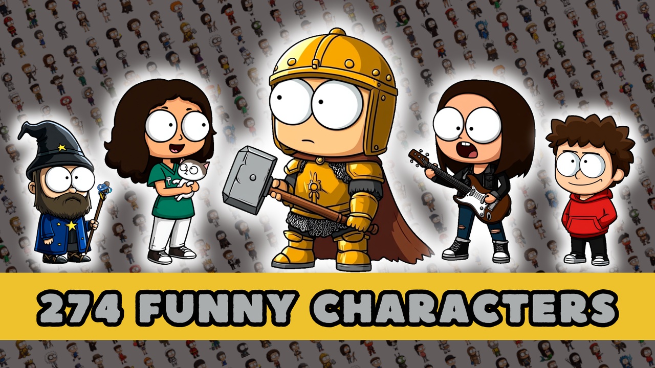 Media 1 for listing 274 Funny Characters - Cartoon-Style 2D Character Pack